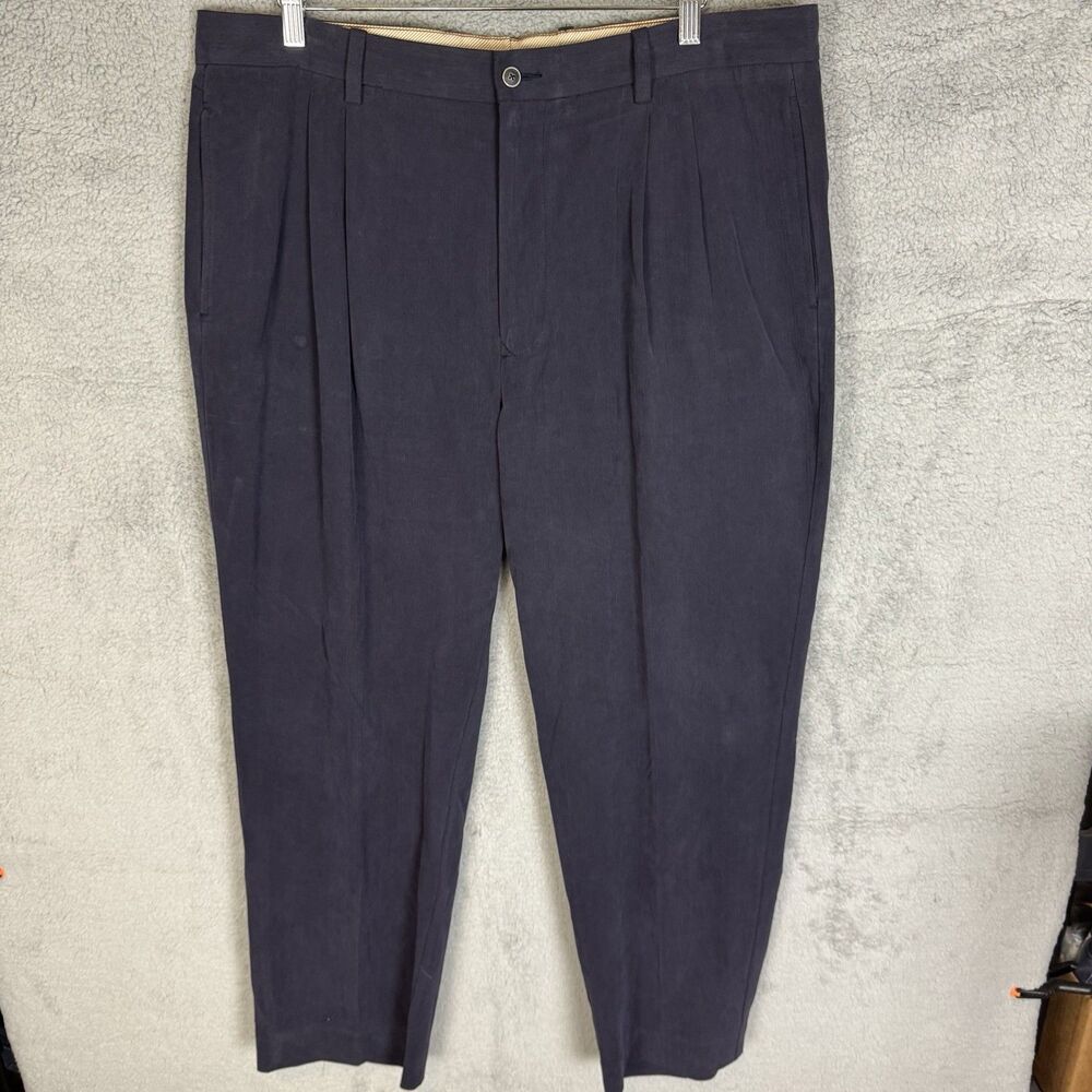 S Tommy Bahama Pants Men's 38x30 Blue Silk Blend Flat Front Beach Chino